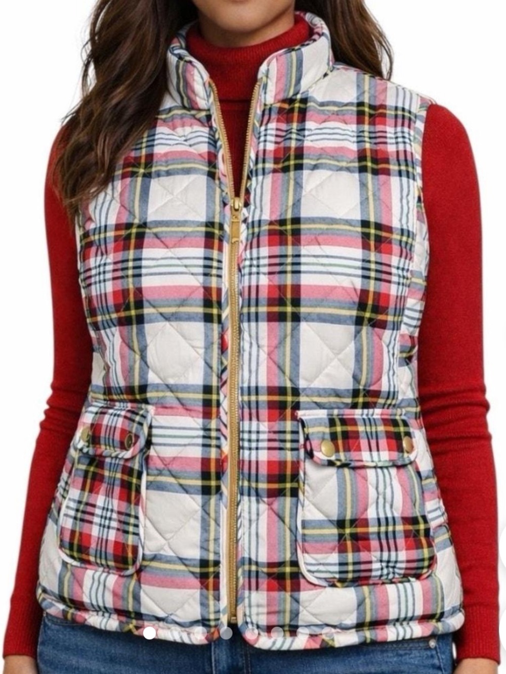 St. John’s Bay Quilted Puffer Vest Women’s XXL Plaid Tartan Full Zip Lightweight